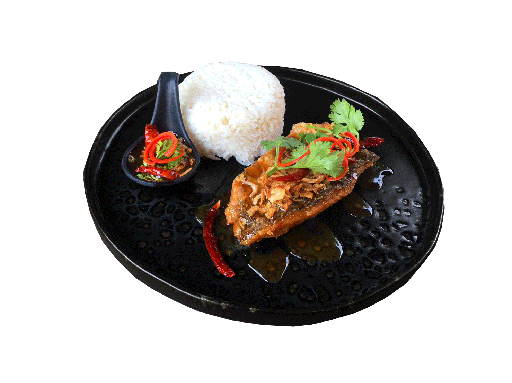 [02021] ข้าวปลากระพงทอดราดซอสมะขาม [170.00]